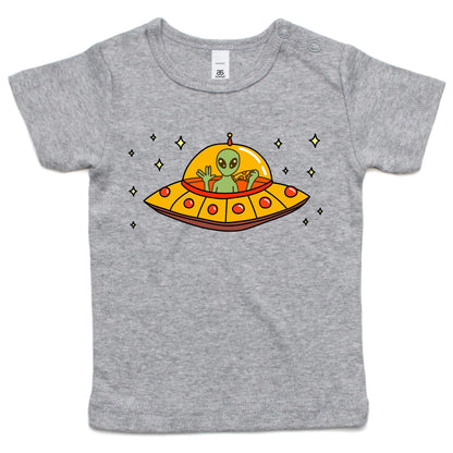 Alien Pizza - Baby T-shirt Grey Marle Baby T-shirt Sci Fi