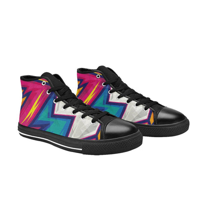 Abstract Bright - Men's High Top Canvas Shoes