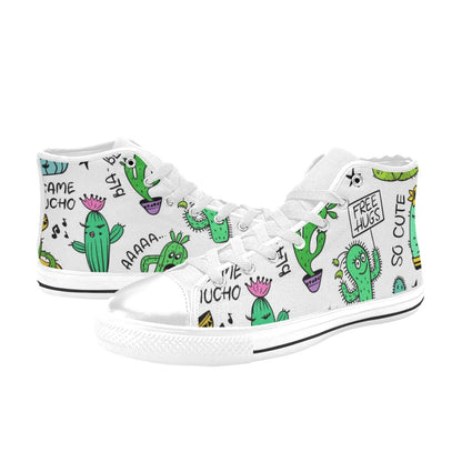 Chatty Cactus - Men's High Top Canvas Shoes