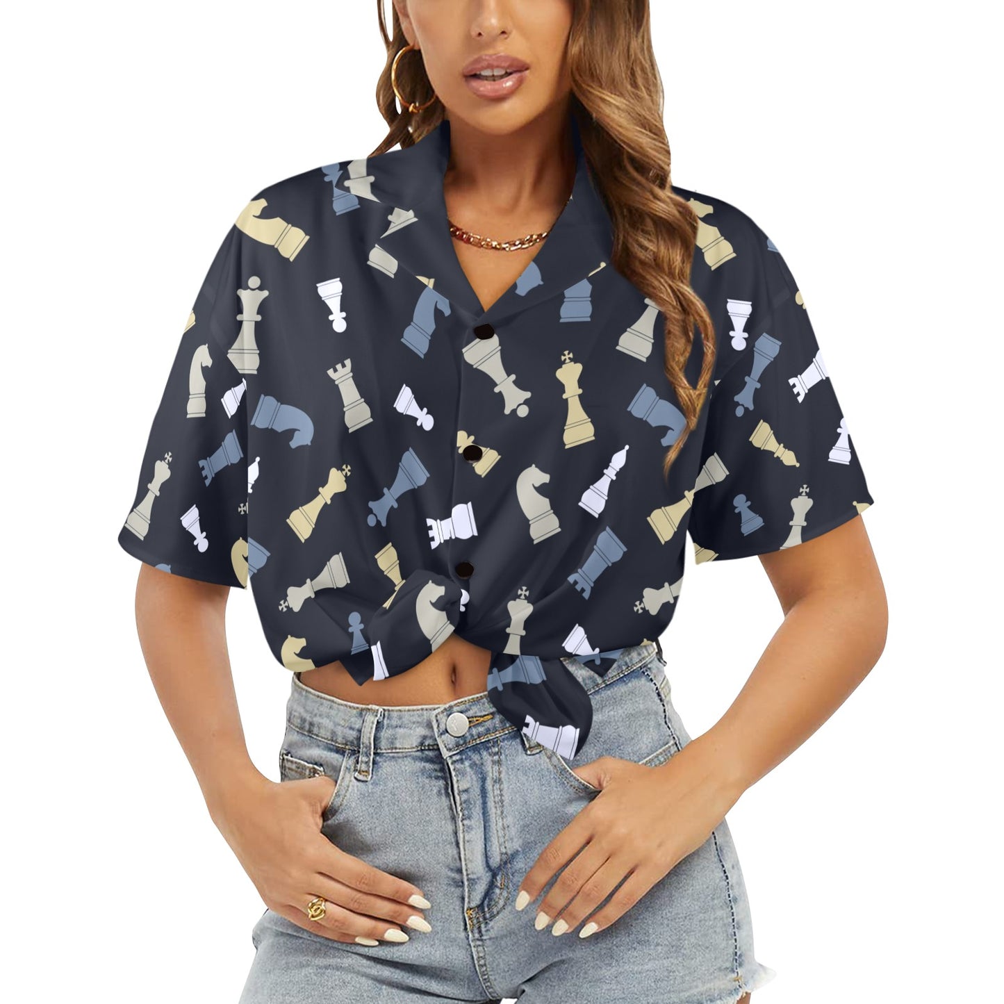 Chess Pattern - Womens Hawaiian Shirt