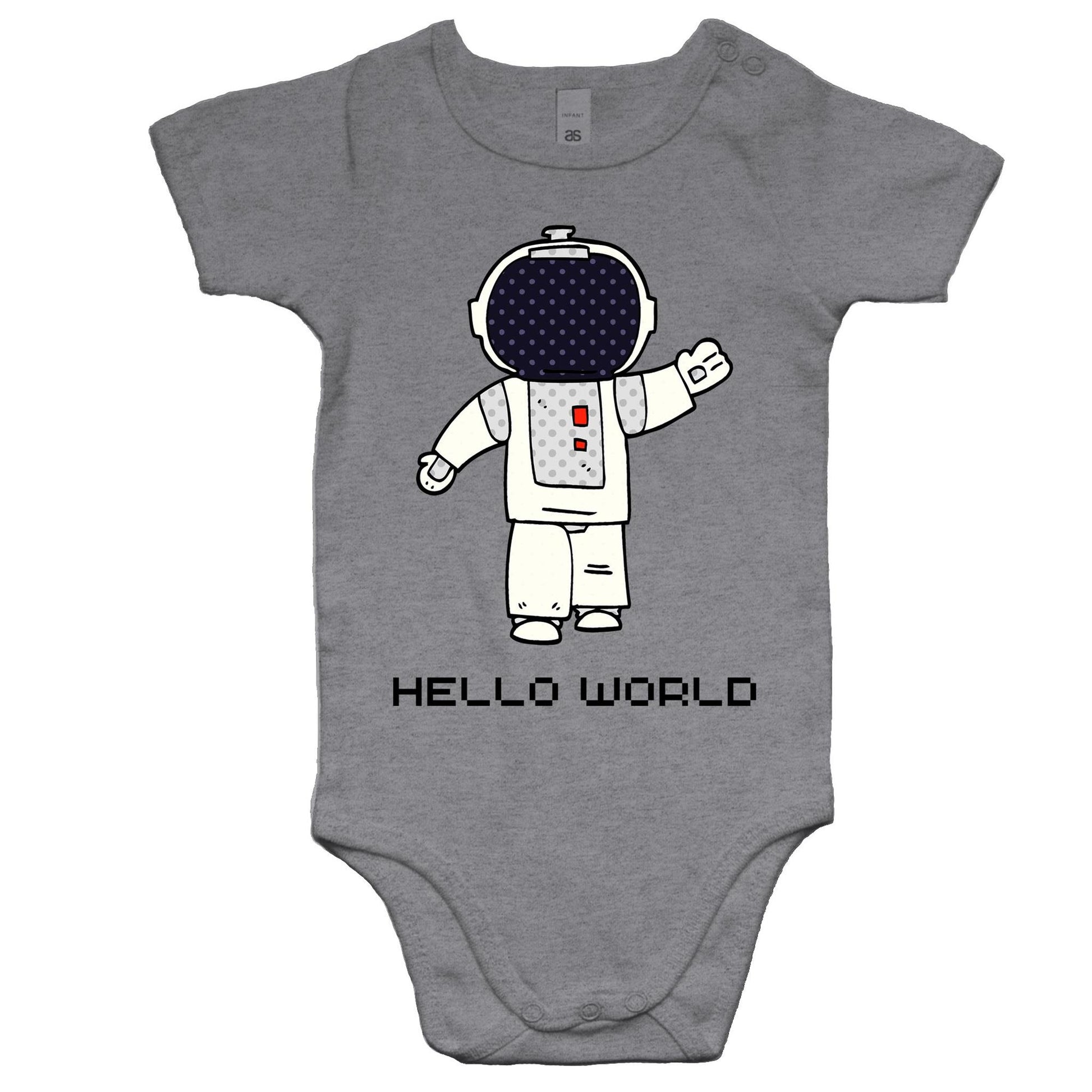 Astronaut, Hello World - Baby Bodysuit Grey Marle Baby Bodysuit Space