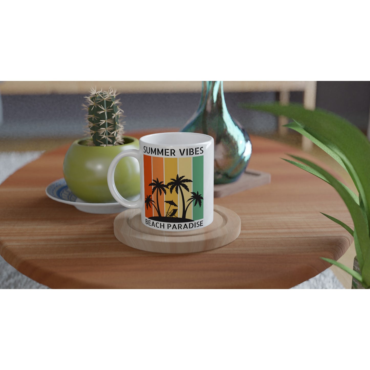 Summer Vibes - White 11oz Ceramic Mug White 11oz Mug Globally Fulfilled Summer