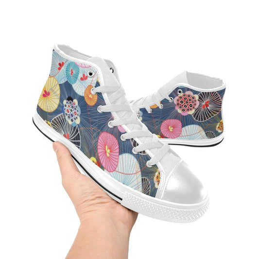 Abstract Floral - Women's High Top Canvas Shoes