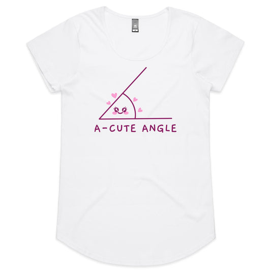 A-Cute Angle, Maths - Womens Scoop Neck T-Shirt White Womens Scoop Neck T-shirt Maths Printed In Australia