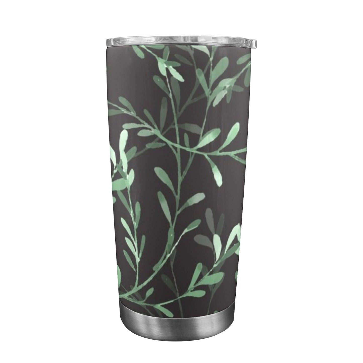 Delicate Leaves - 20oz Travel Mug with Clear Lid Clear Lid Travel Mug Plants Printed Offshore