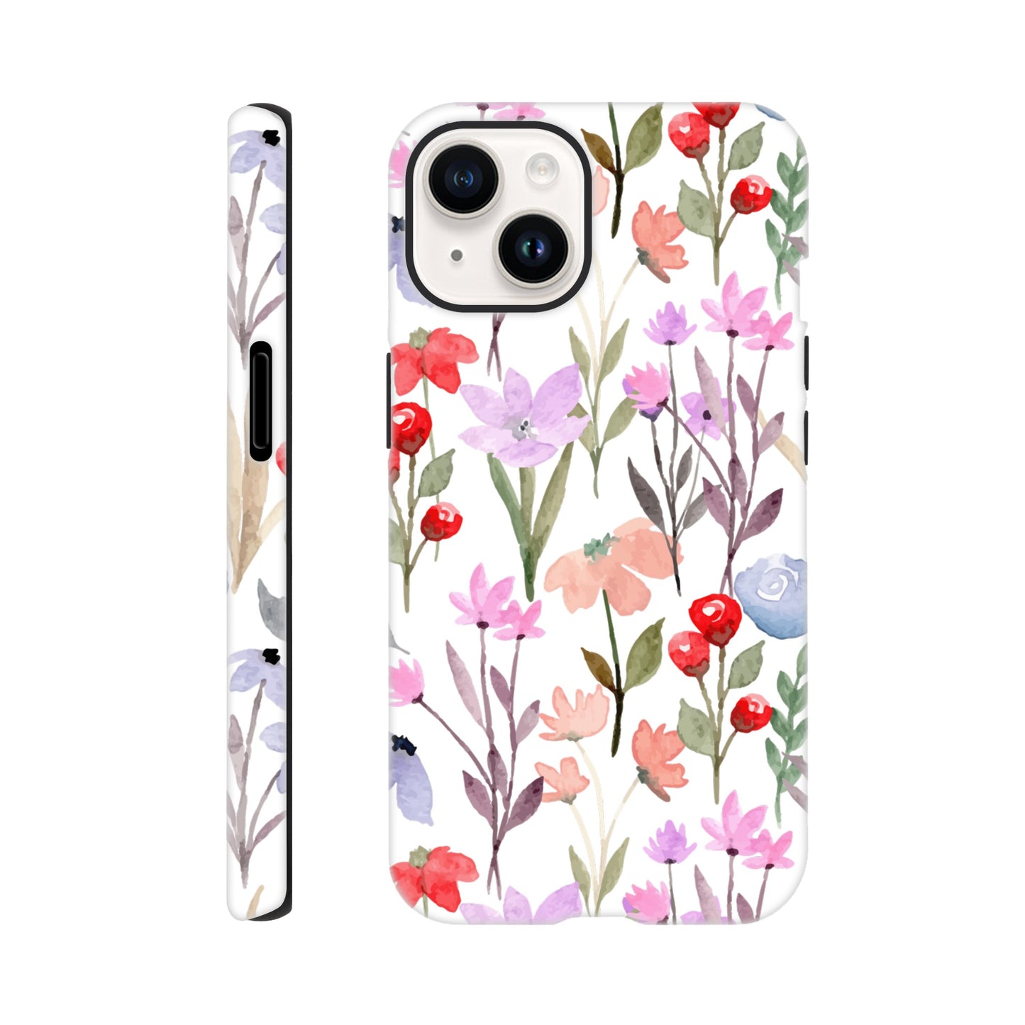 Watercolour Flowers - Phone Tough Case iPhone 14 Phone Case Globally Fulfilled Plants