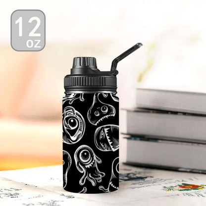 Monsters In Black And White Kids Water Bottle with Chug Lid (12 oz)