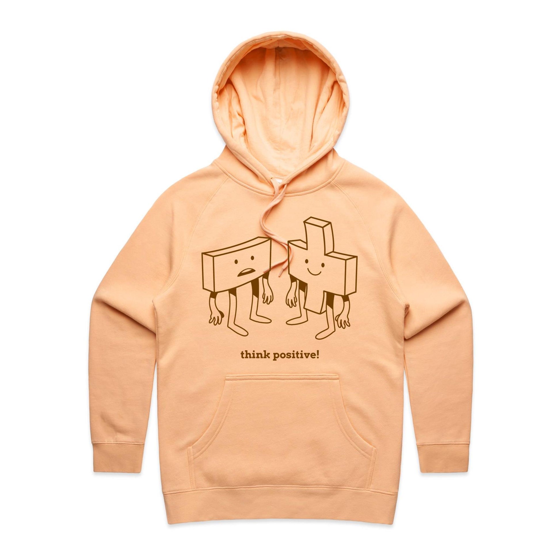 Think Positive, Plus And Minus - Women's Supply Hood Peach Womens Supply Hoodie Maths Motivation