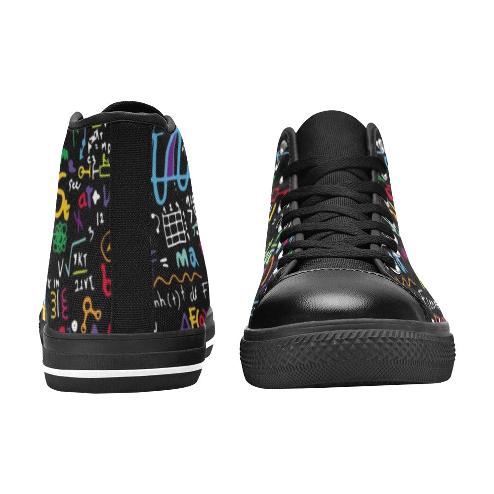 Math Scribbles - Men's High Top Canvas Shoes