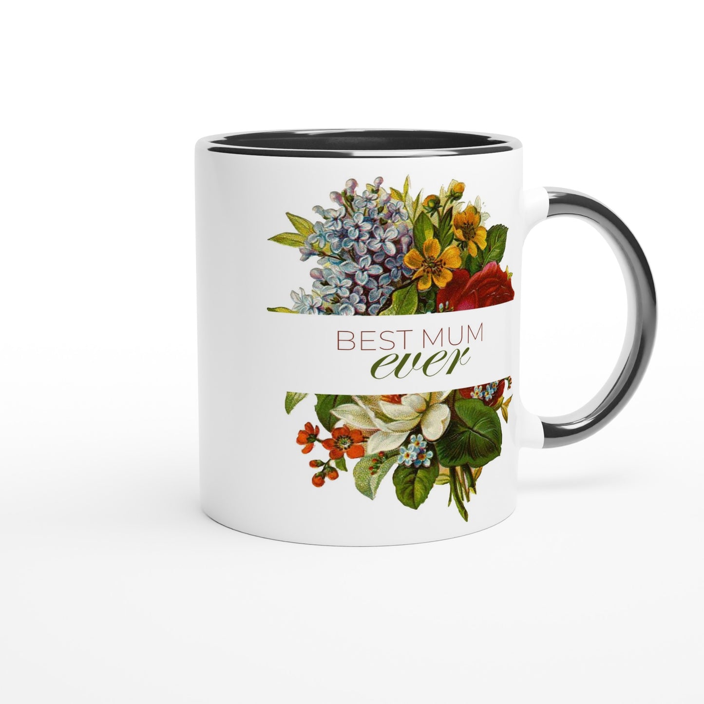 Best Mum Ever - White 11oz Ceramic Mug with Colour Inside Colour 11oz Mug Globally Fulfilled Mum