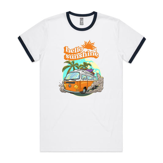 Hello Sunshine, Beach Van - Staple Ringer Tee