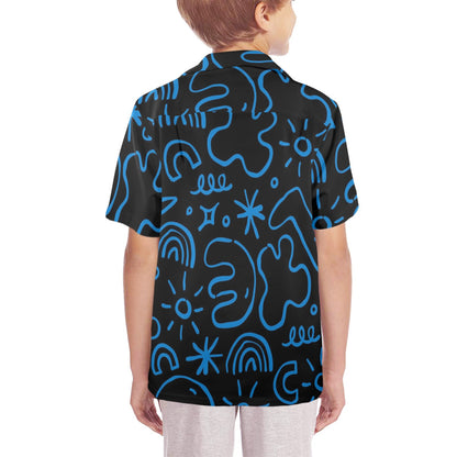 Blue Squiggle - Senior Boys Hawaiian Shirt