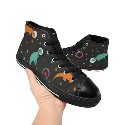 Astronaut Dinosaurs - Kids' High Top Canvas Shoes