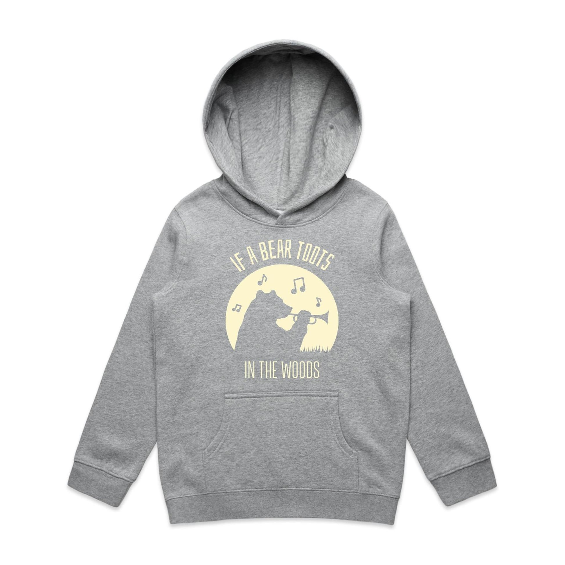 If A Bear Toots In The Woods, Trumpet Player - Youth Supply Hood Grey Marle Kids Hoodie