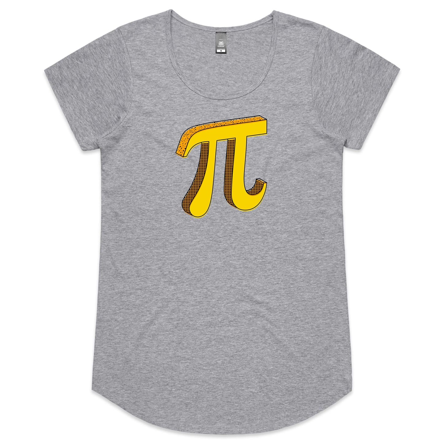 Pi - Womens Scoop Neck T-Shirt Grey Marle Womens Scoop Neck T-shirt Maths Printed In Australia Science