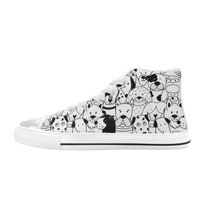 Black And White Dogs - Men's High Top Canvas Shoes