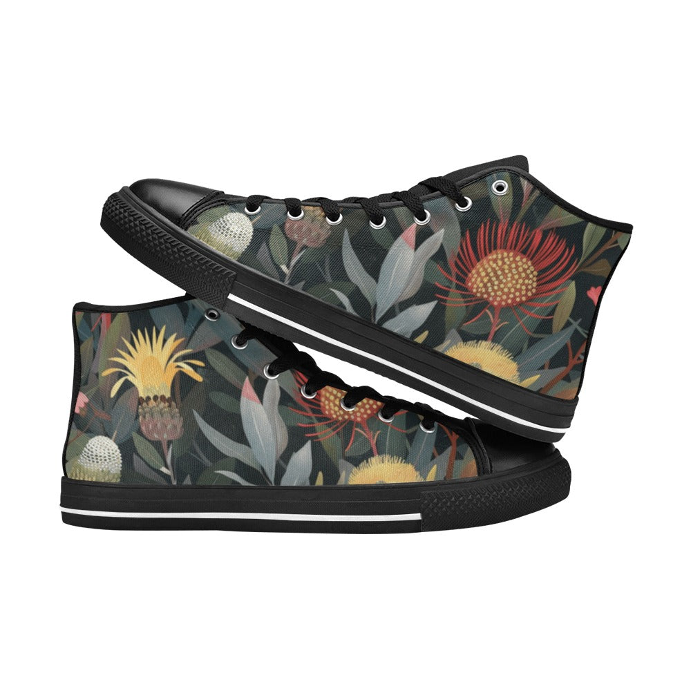 Australian Native Flowers - Women's High Top Canvas Shoes