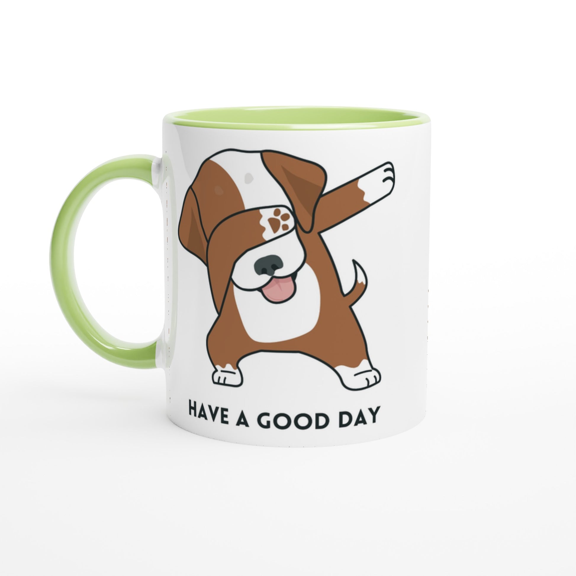 Dab Step Dog - White 11oz Ceramic Mug with Colour Inside Ceramic Green Colour 11oz Mug animal