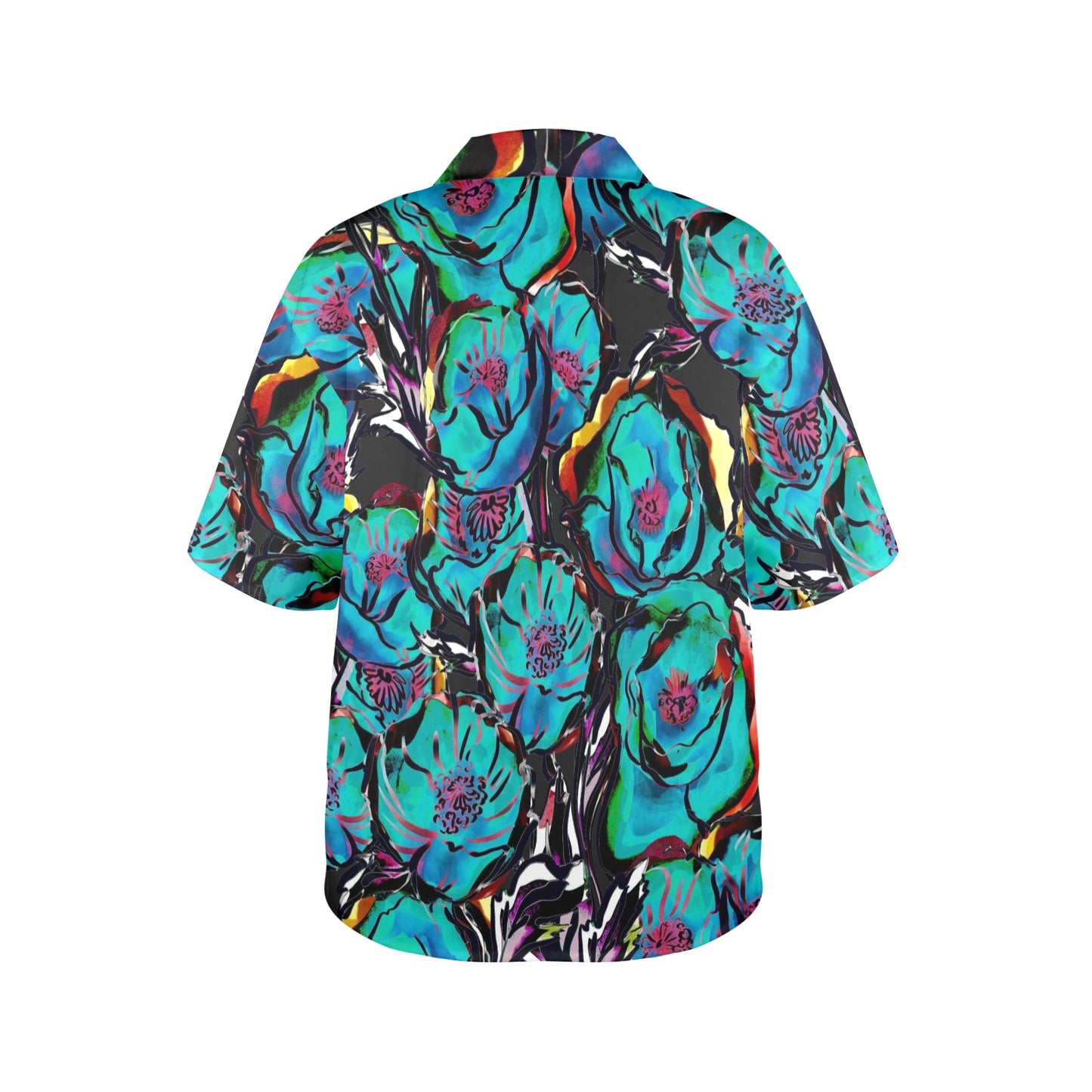 Flower It Blue - Womens Hawaiian Shirt