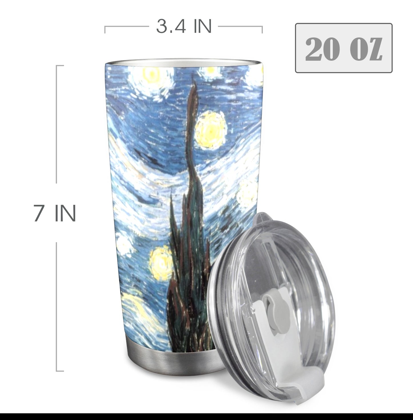 Starry Night - 20oz Travel Mug with Clear Lid