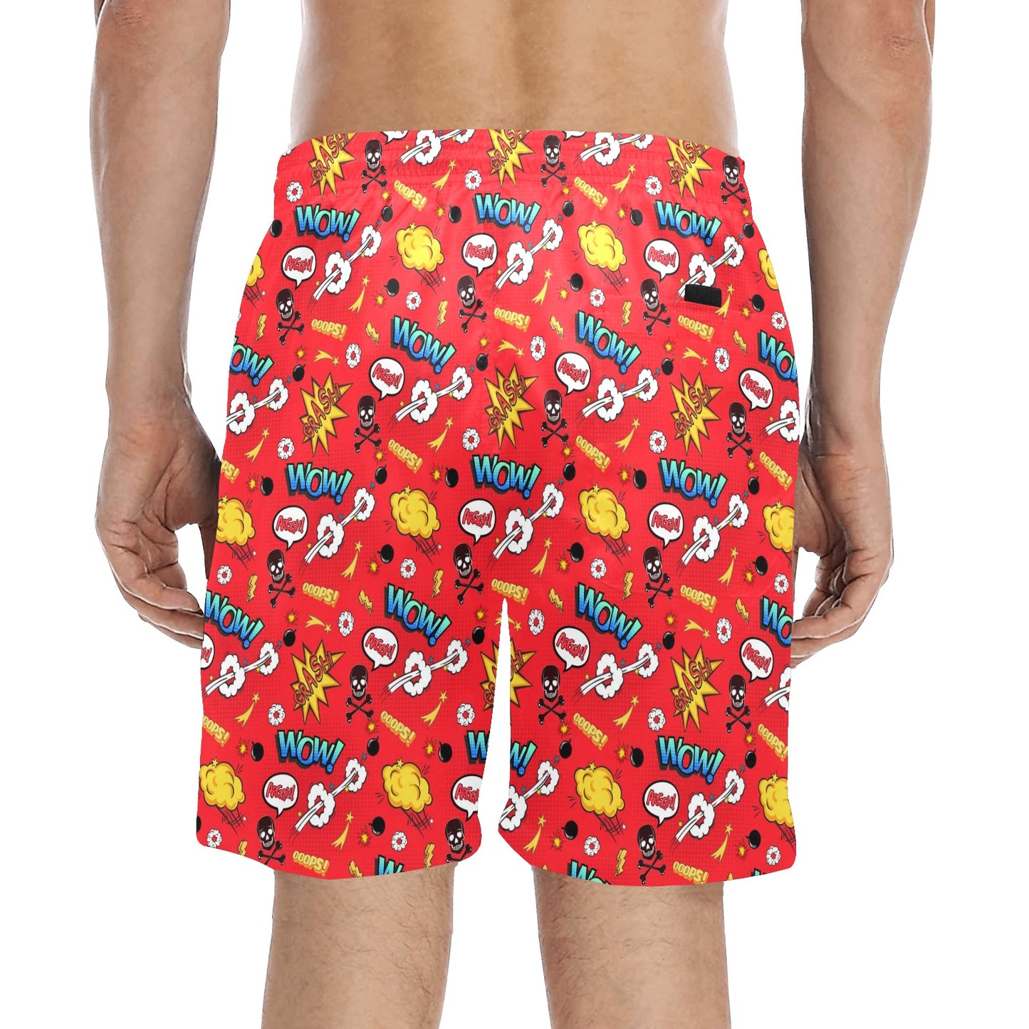 Comic Book Red - Men's Mid-Length Beach Shorts