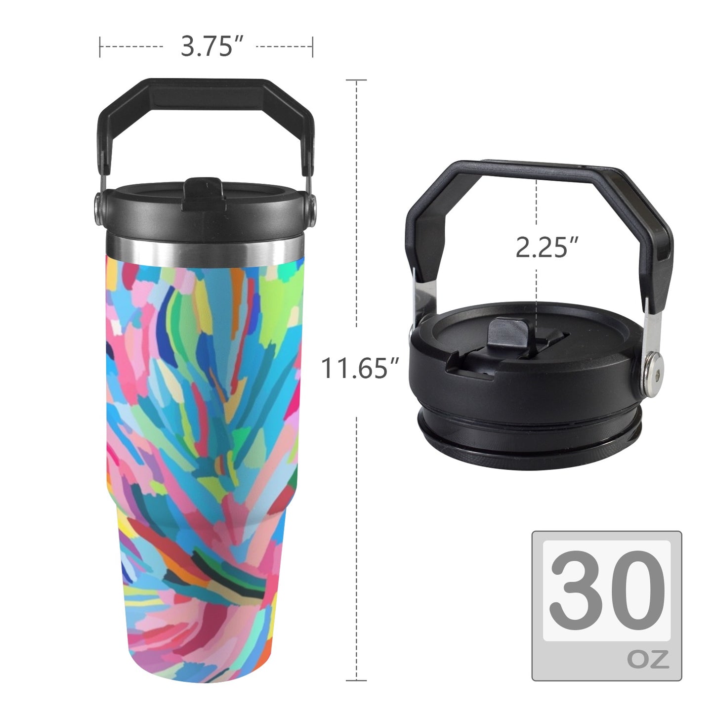 Brushstrokes - 30oz Tumbler with Top Handle 30oz Tumbler with Top Handle Printed Offshore