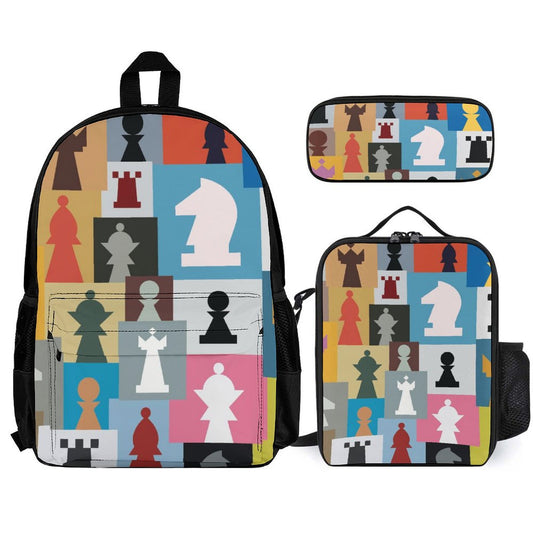 Colourful Chess - School Backpack Three Piece Set