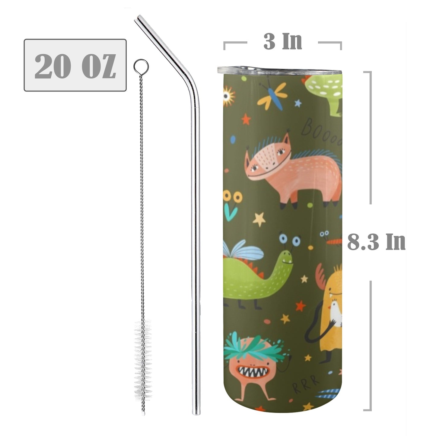 Monsters - 20oz Tall Skinny Tumbler with Lid and Straw