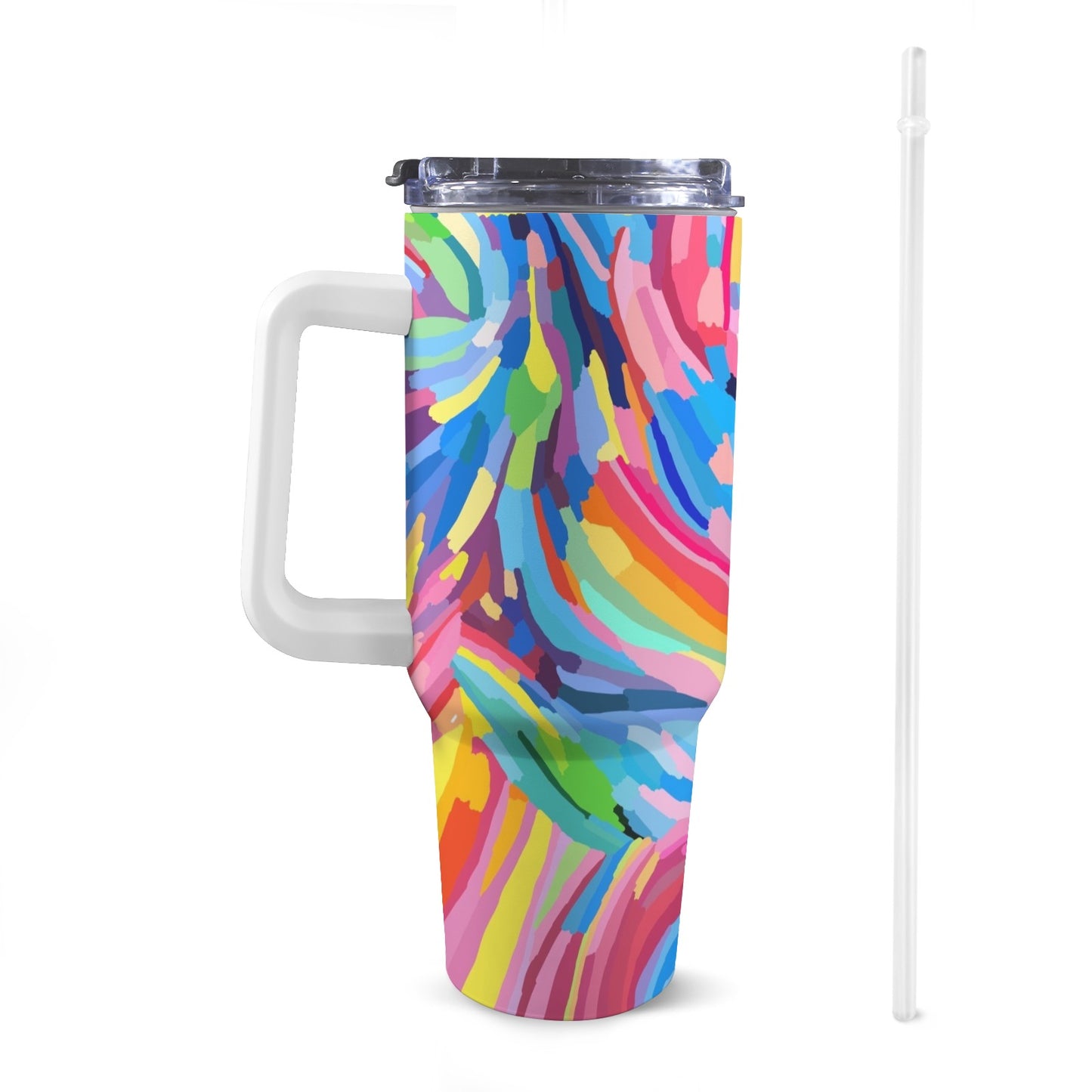 Brushstrokes - 40oz Tumbler with White Handle