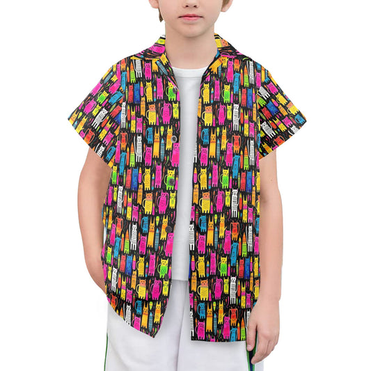 Colourful Cats - Senior Boys Hawaiian Shirt