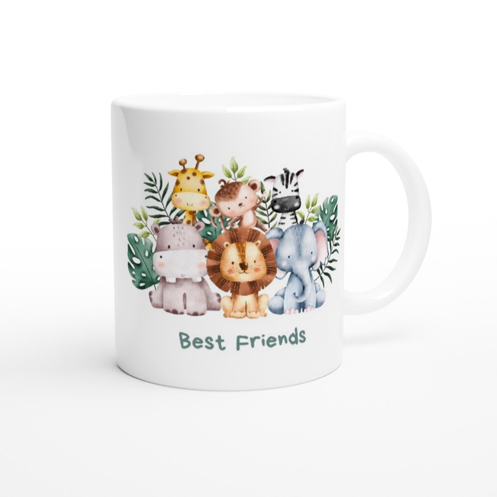 Best Friends, Cute Animals - White 11oz Ceramic Mug White 11oz Mug animal Globally Fulfilled