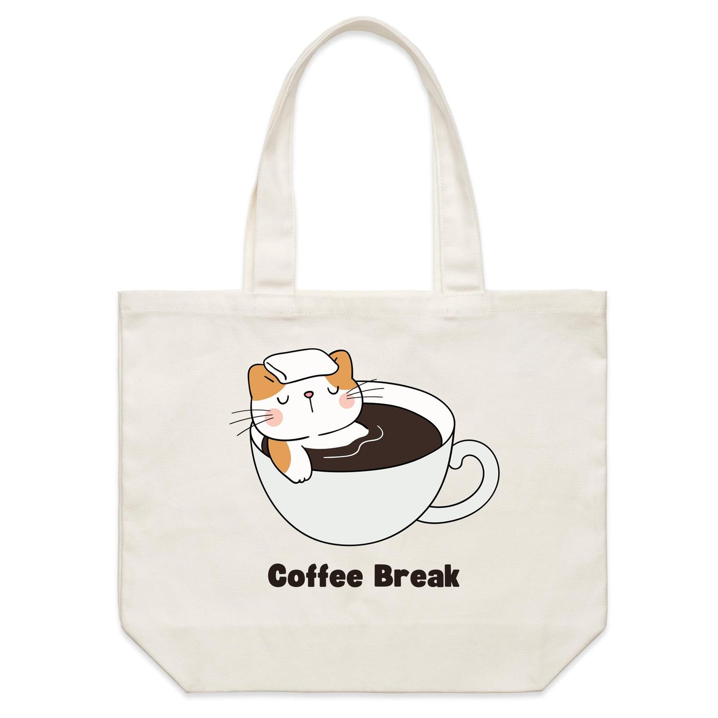 Cat Coffee Break - Shoulder Canvas Tote Bag Default Title Shoulder Tote Bag animal Coffee