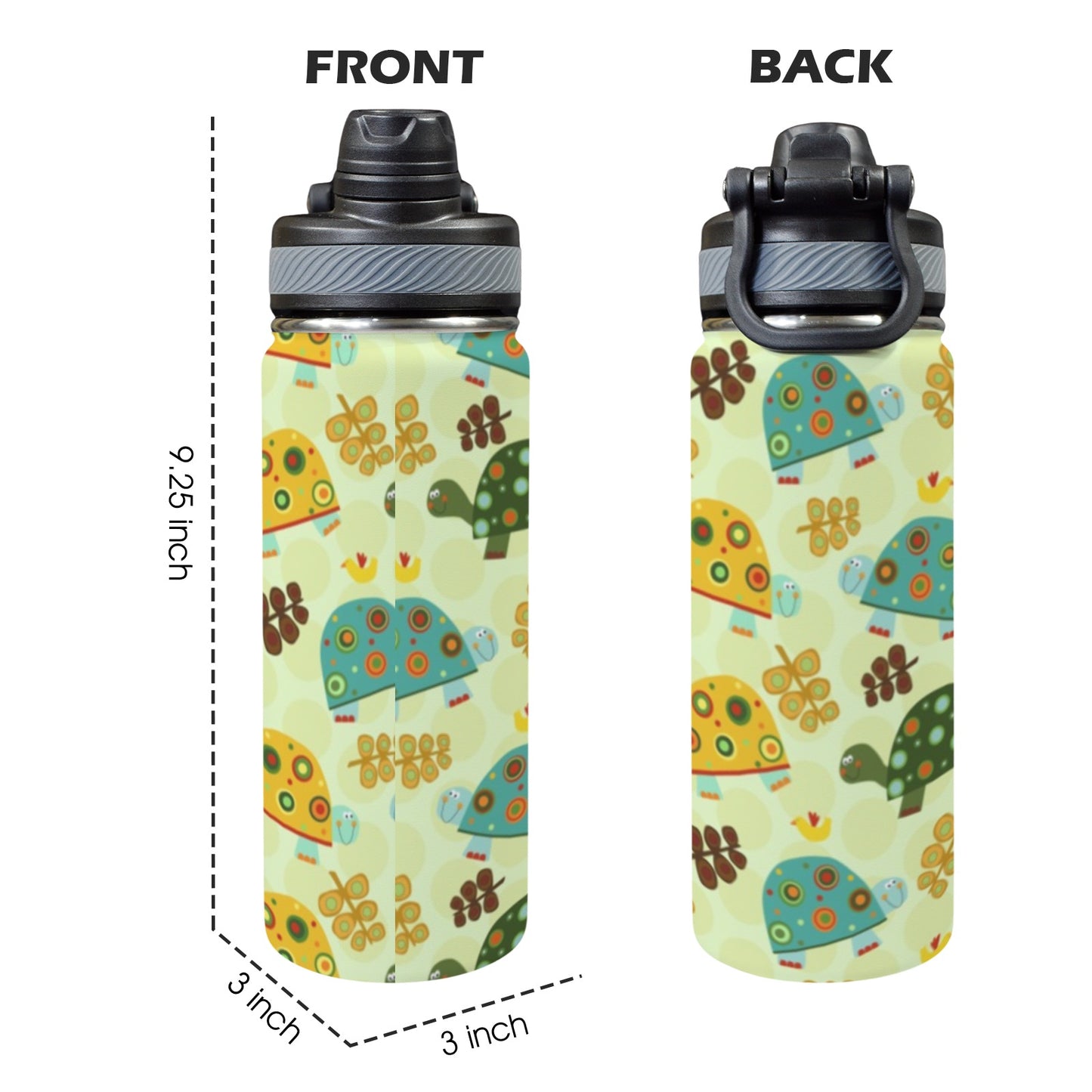 Retro Turtles - Insulated Water Bottle with Dual-Use Lid (18oz) Insulated Water Bottle with Dual-Use Lid (18oz) Printed Offshore