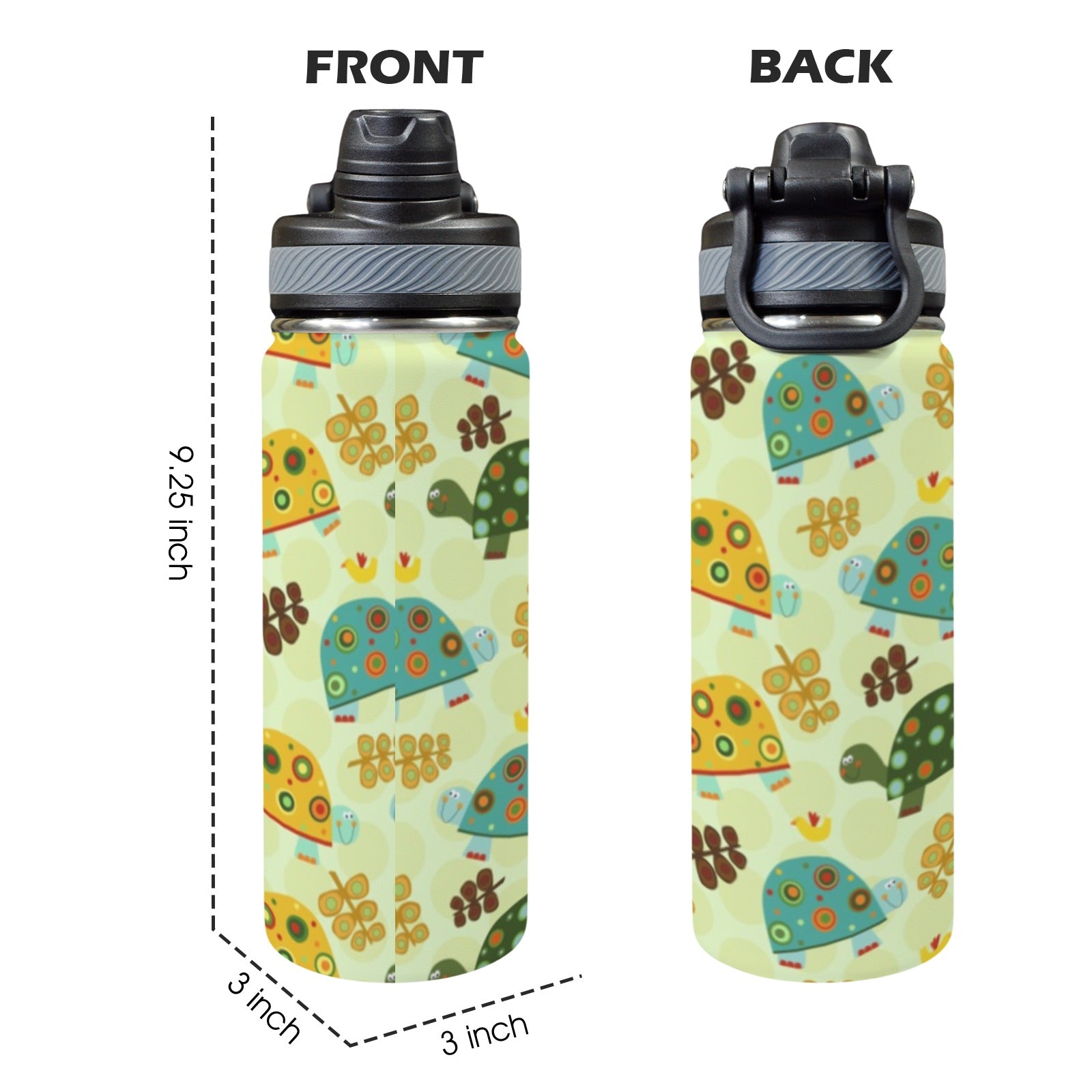 Retro Turtles - Insulated Water Bottle with Dual-Use Lid (18oz) Insulated Water Bottle with Dual-Use Lid (18oz) Printed Offshore