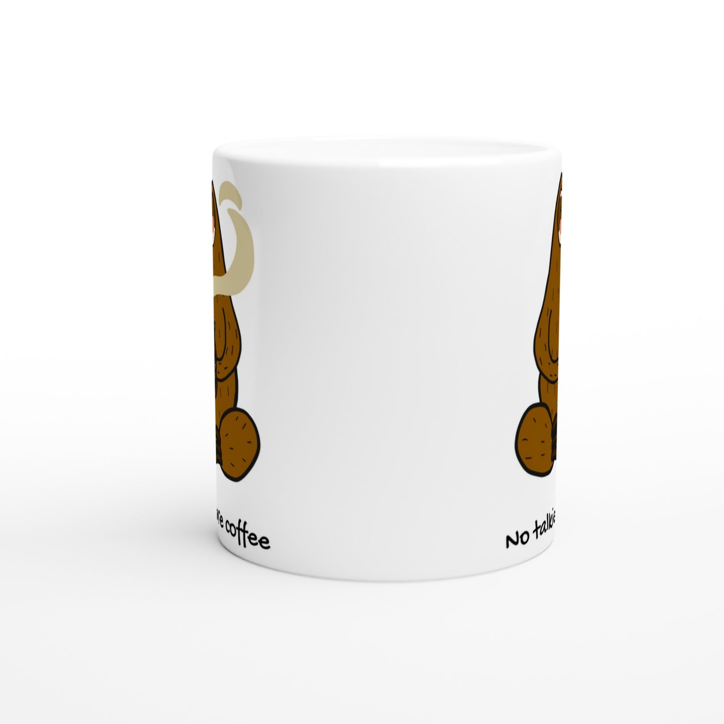 No Talkie Before Coffee, Sloth - White 11oz Ceramic Mug White 11oz Mug animal Coffee Funny Globally Fulfilled