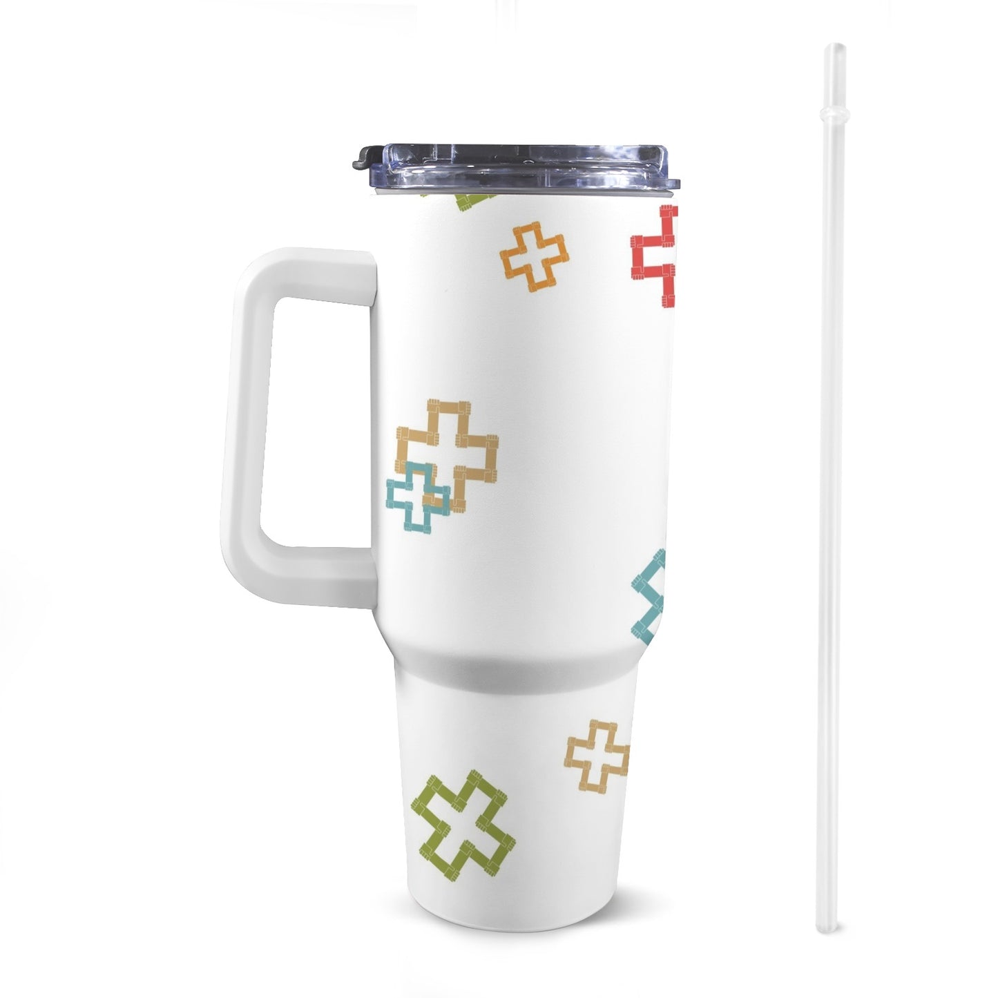 x + - 40oz Tumbler with White Handle