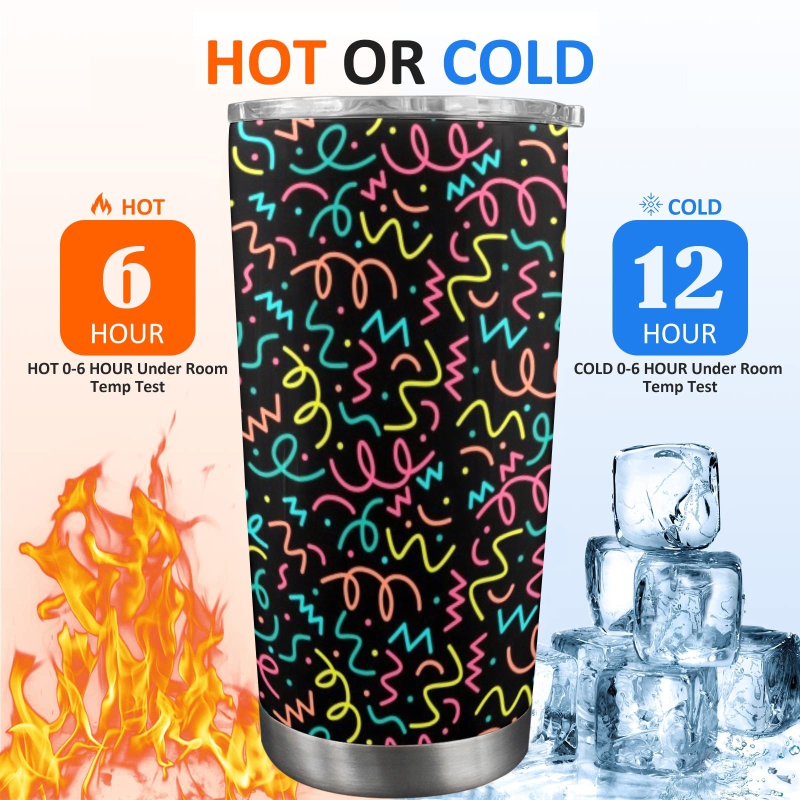 Squiggle Time - 20oz Travel Mug with Clear Lid 20oz Travel Mug / Tumbler Printed Offshore