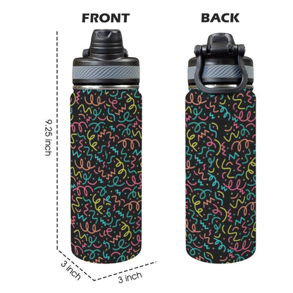 Squiggle Time - Insulated Water Bottle with Dual-Use Lid (18oz) Insulated Water Bottle with Dual-Use Lid (18oz) Printed Offshore