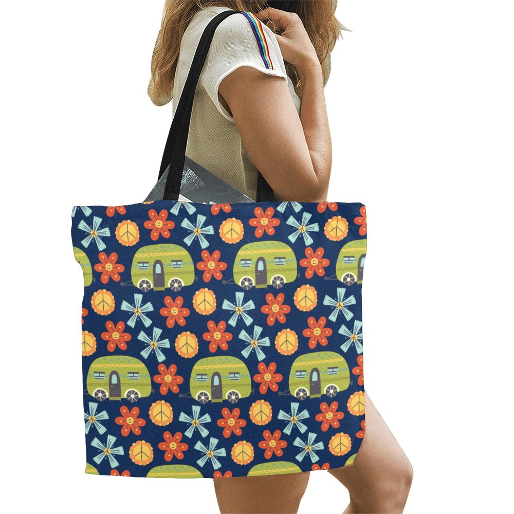 Hippy Caravan - Full Print Canvas Tote Bag Full Print Canvas Tote Bag Printed Offshore