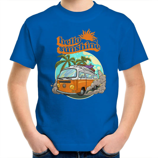 Hello Sunshine, Beach Van - Kids Youth T-Shirt Bright Royal Kids Youth T-shirt Summer