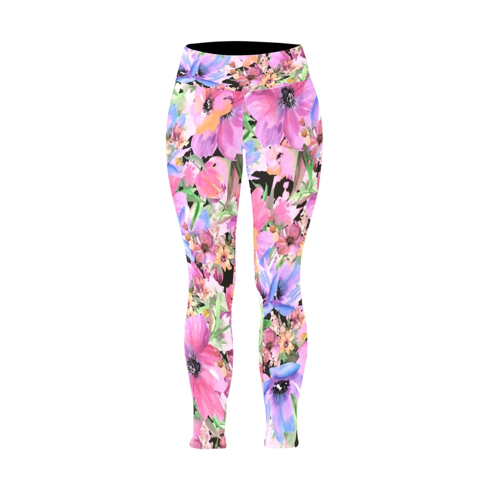 Bright Pink Floral - Women's Plus Size High Waist Leggings Women's Plus Size High Waist Leggings Printed Offshore