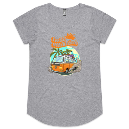 Hello Sunshine, Beach Van - Womens Scoop Neck T-Shirt