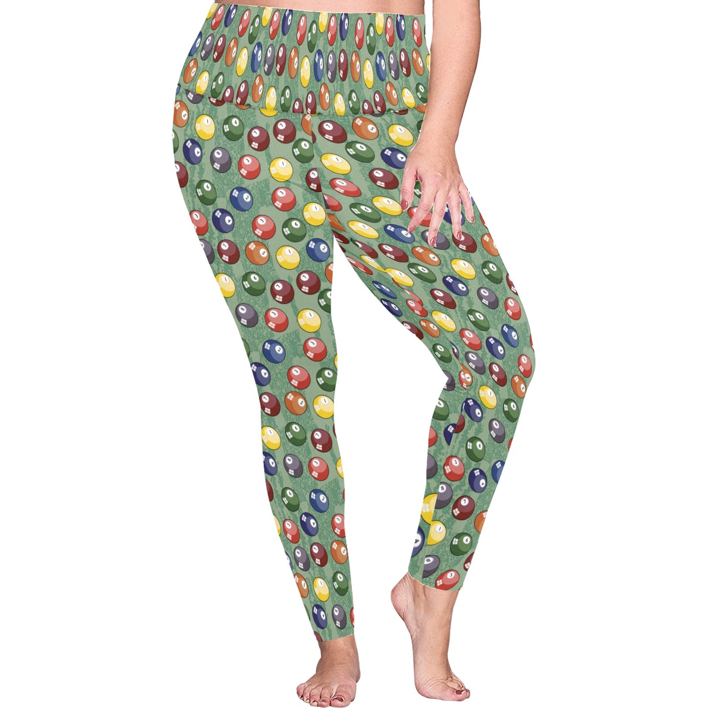 Pool Balls - Womens High Waist Leggings (Sizes 16-22)