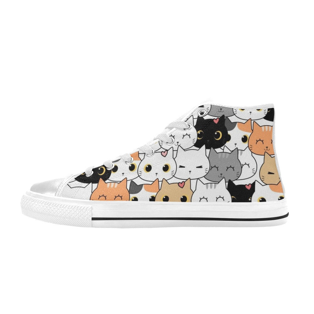 Cute Cartoon Cats - Men's High Top Canvas Shoes