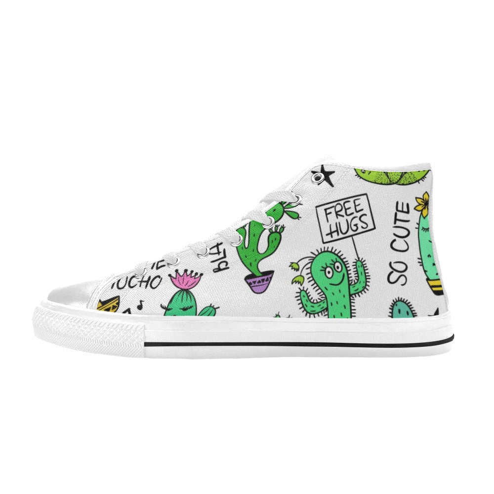 Chatty Cactus - Men's High Top Canvas Shoes