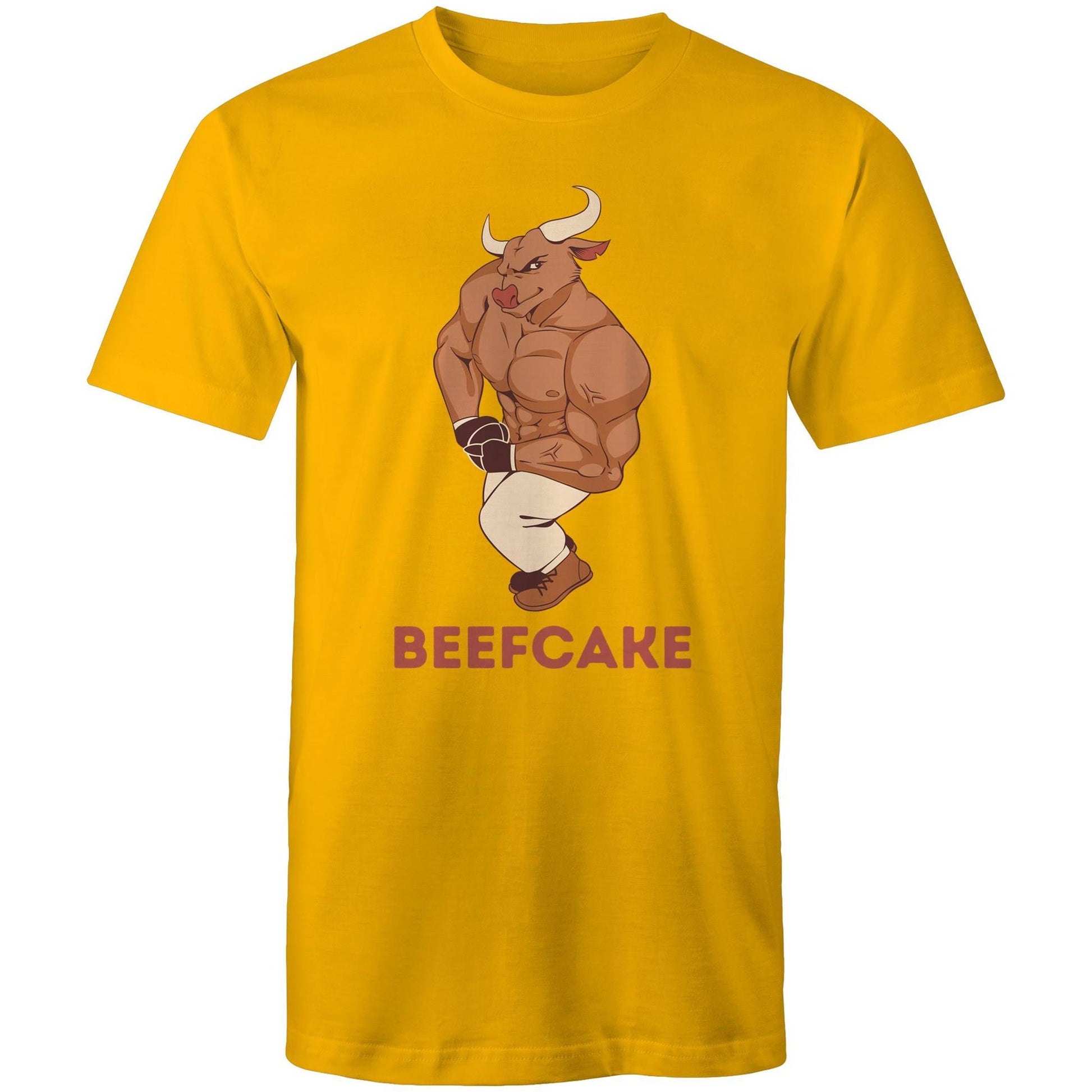 Beefcake, Bull, Gym - Mens T-Shirt Gold Fitness T-shirt Fitness