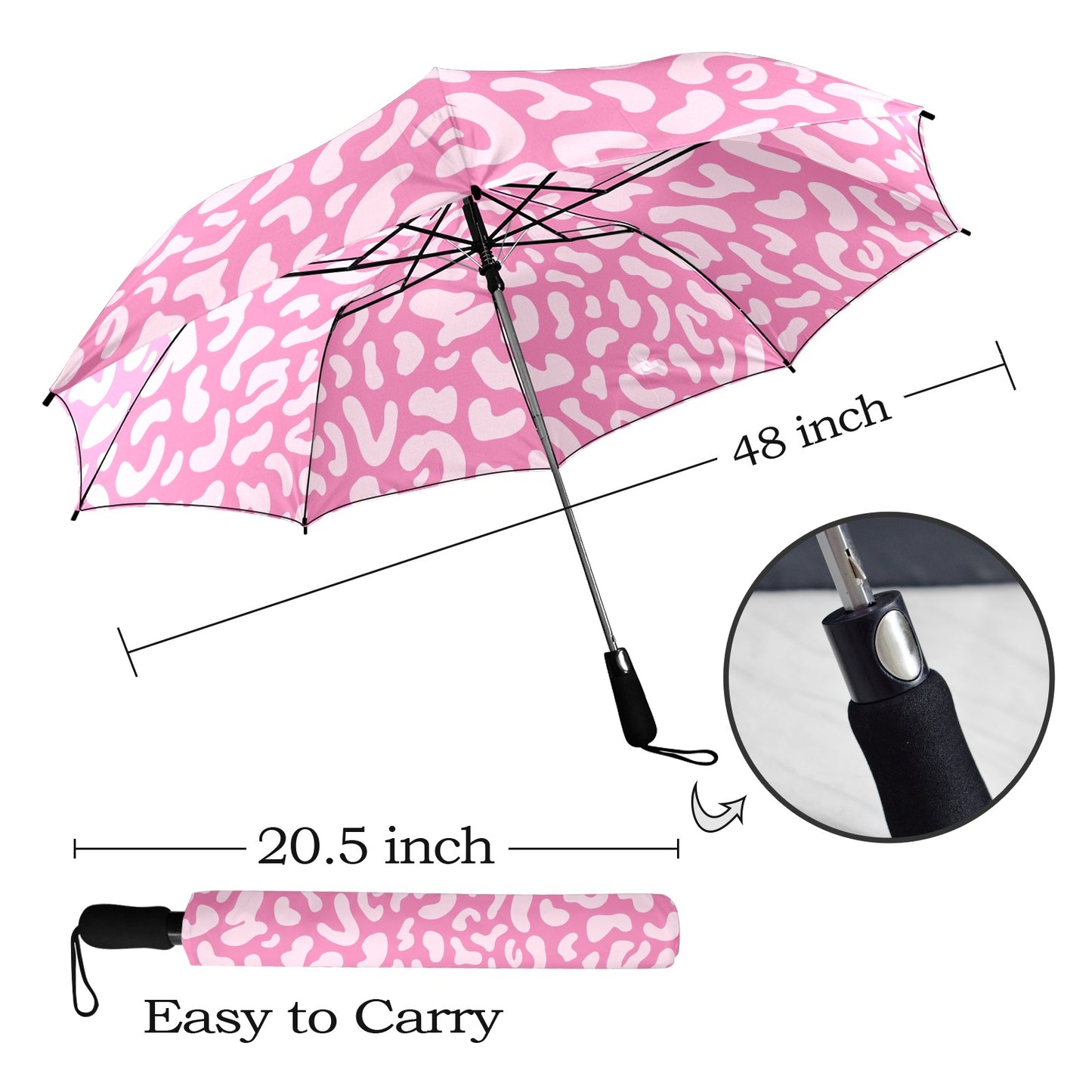 Pink Leopard - Semi-Automatic Foldable Umbrella Semi-Automatic Foldable Umbrella Printed Offshore