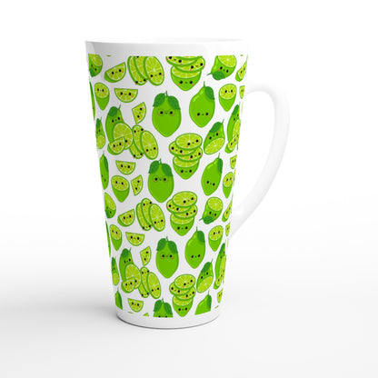 Cute Limes - White Latte 17oz Ceramic Mug Latte Mug food Globally Fulfilled