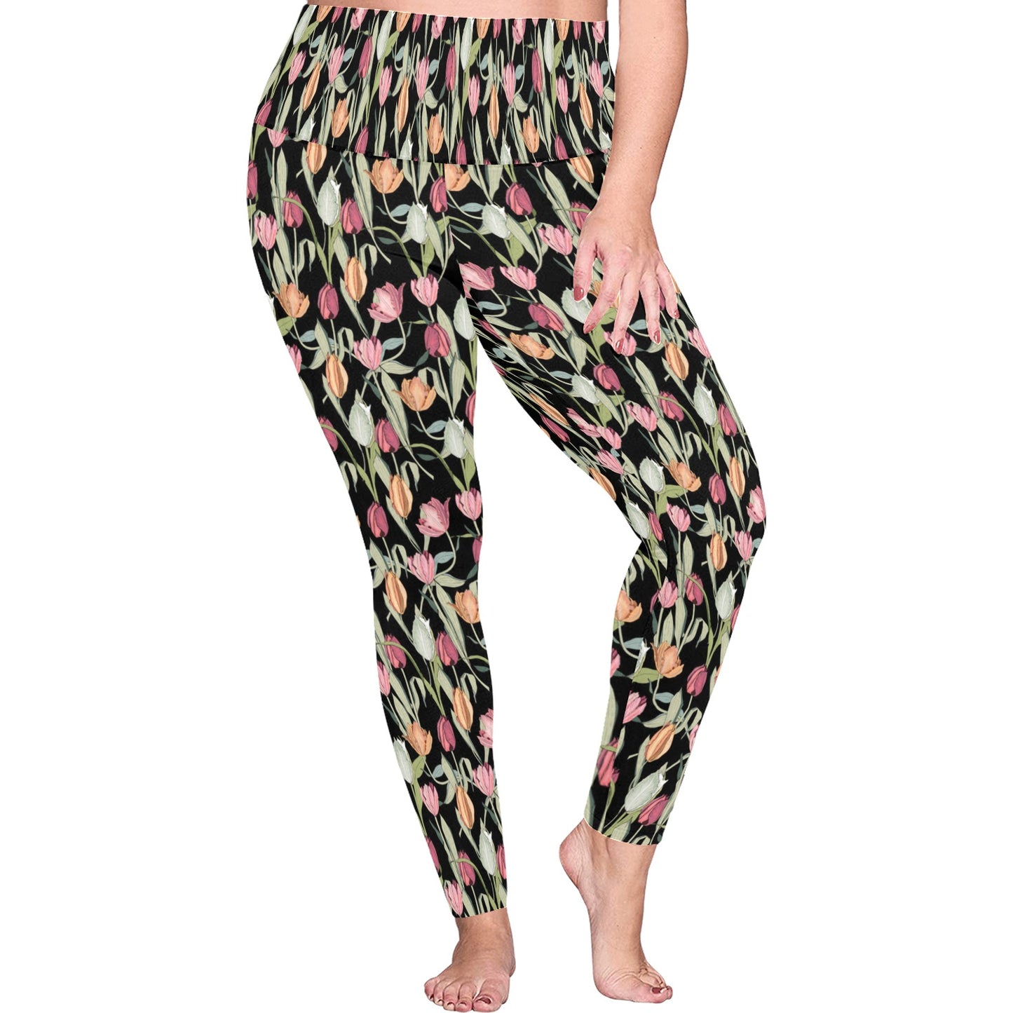 Tulips - Womens High Waist Leggings (Sizes 16-22)