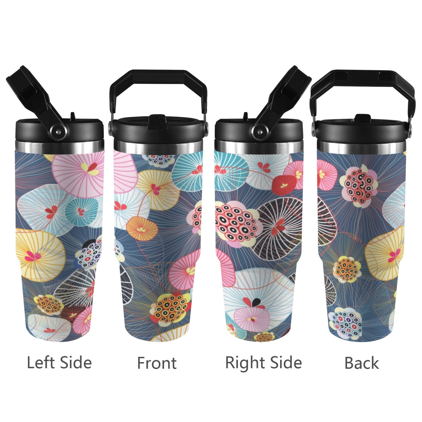 Abstract Floral - 30oz Tumbler with Top Handle